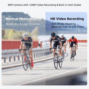 Comparison of cycling videos: left blurry, right