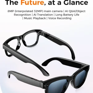 8MP Camera Smart Glasses with AI Assistant and Touch Control - Display