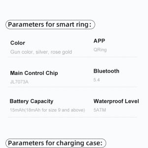 Product parameter For smart ring