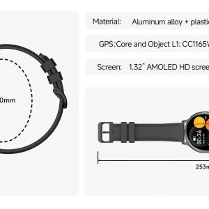 AMOLED GPS Smart Watch for Women Product size
