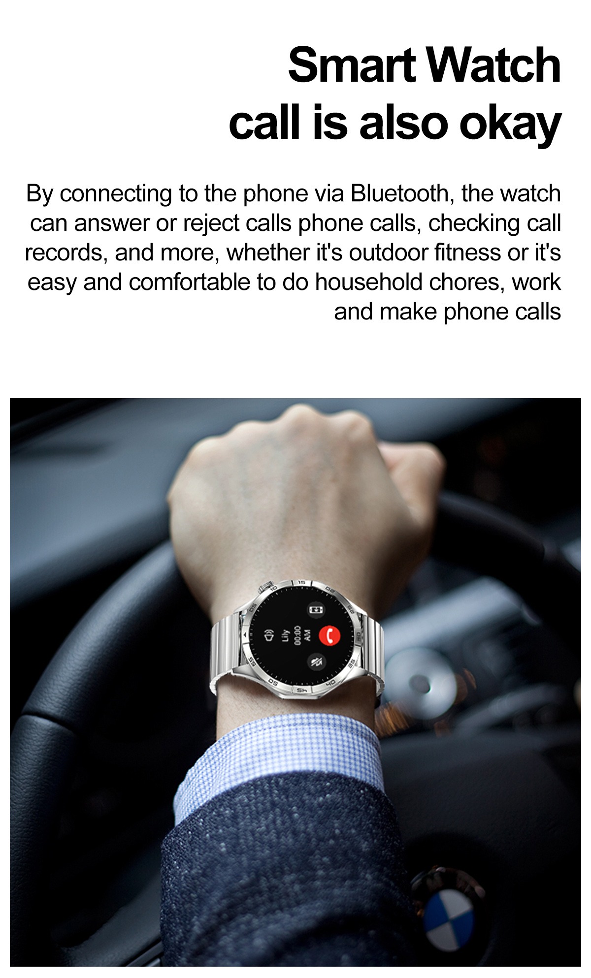 IP68 Waterproof Smart Watch with AMOLED Display - Wireless Charging