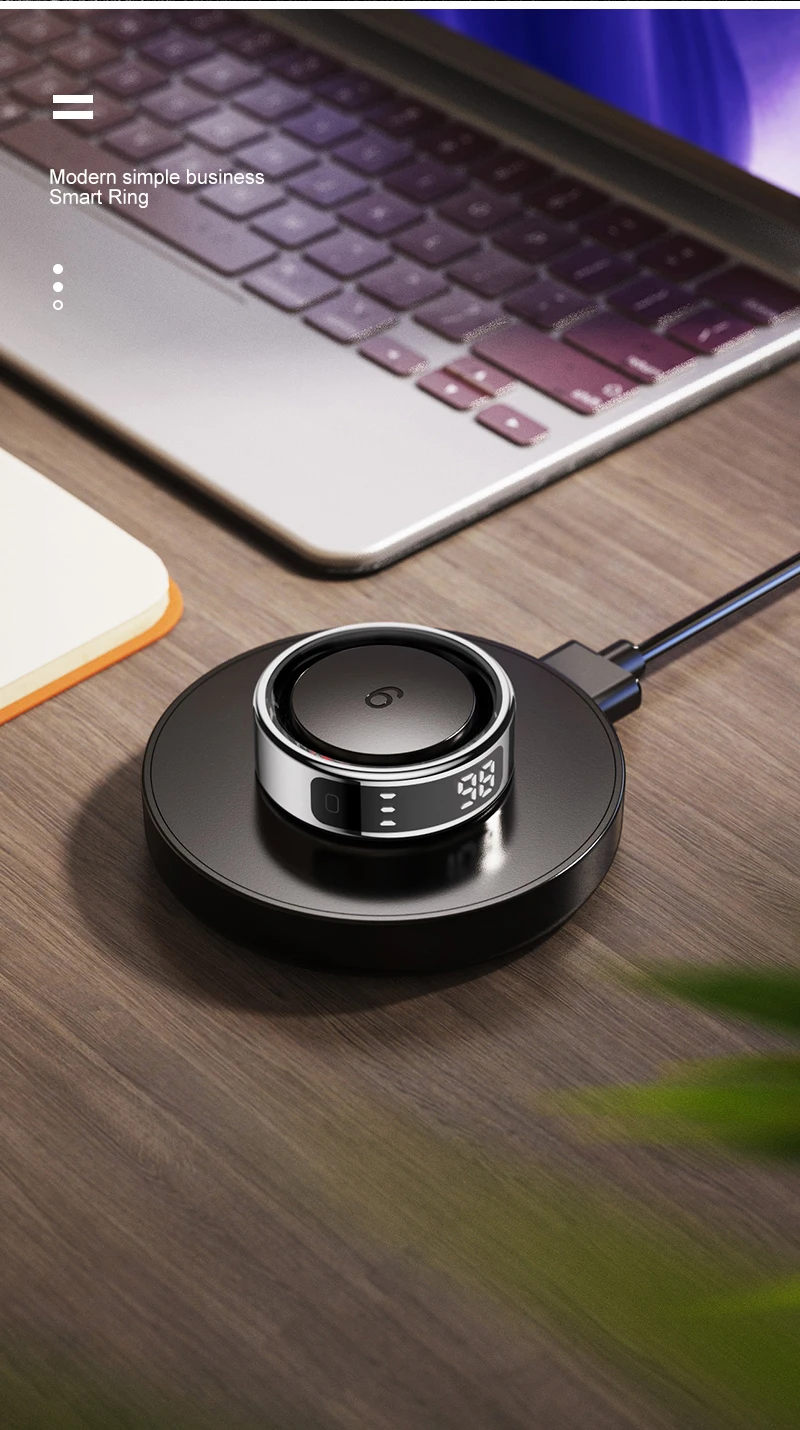 Stainless Steel Health Smart Ring with 5ATM Waterproof - Display